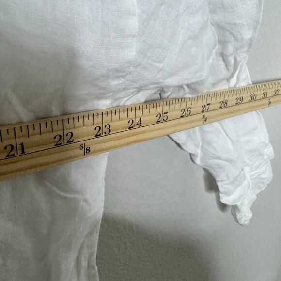Eileen Fisher White Linen 3/4 Sleeve Button Back Blouse Women’s S - Picture 8 of 8